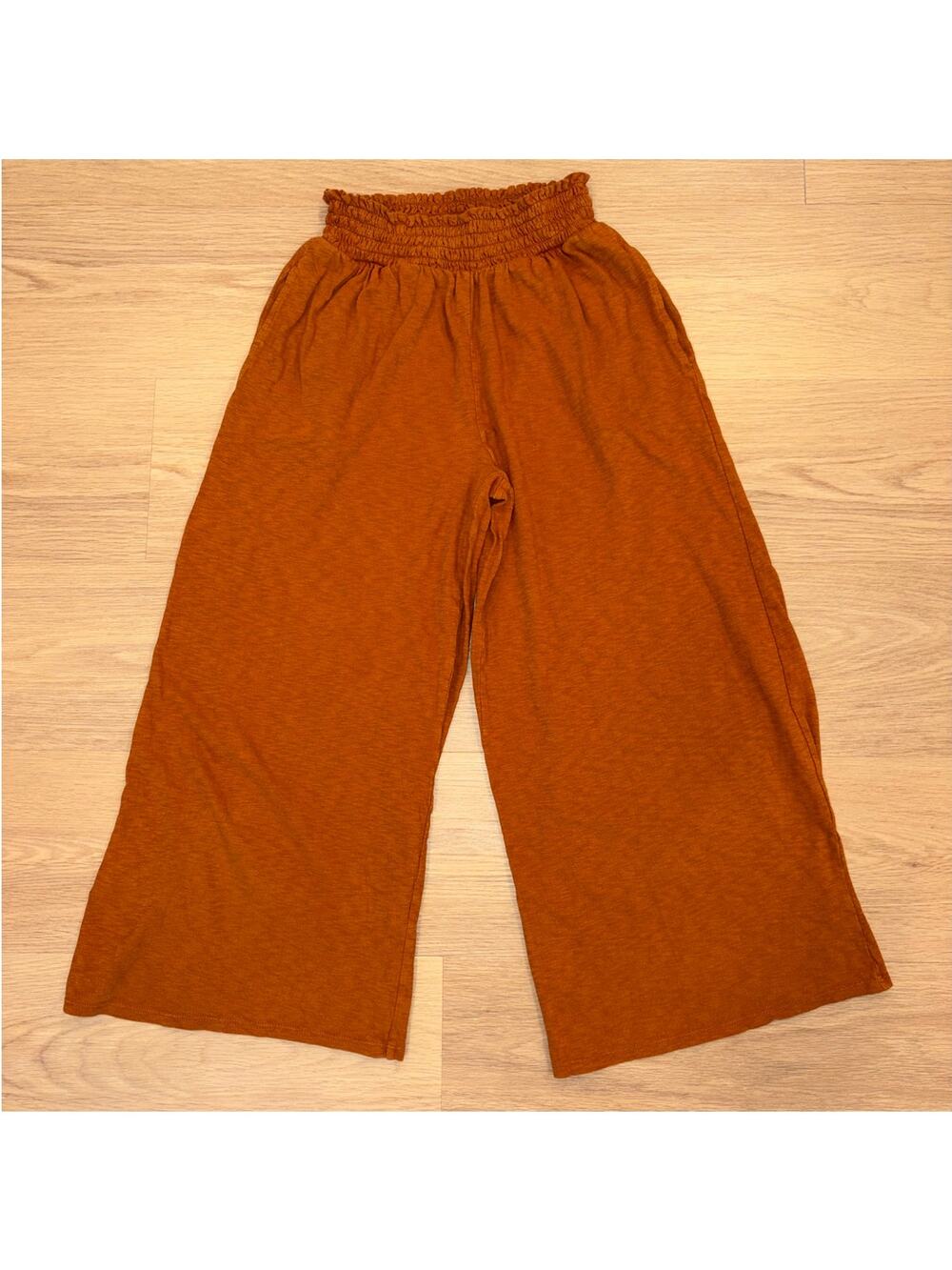American Eagle rust brown 100% cotton wide leg capri/crop lounge pants womens XS
